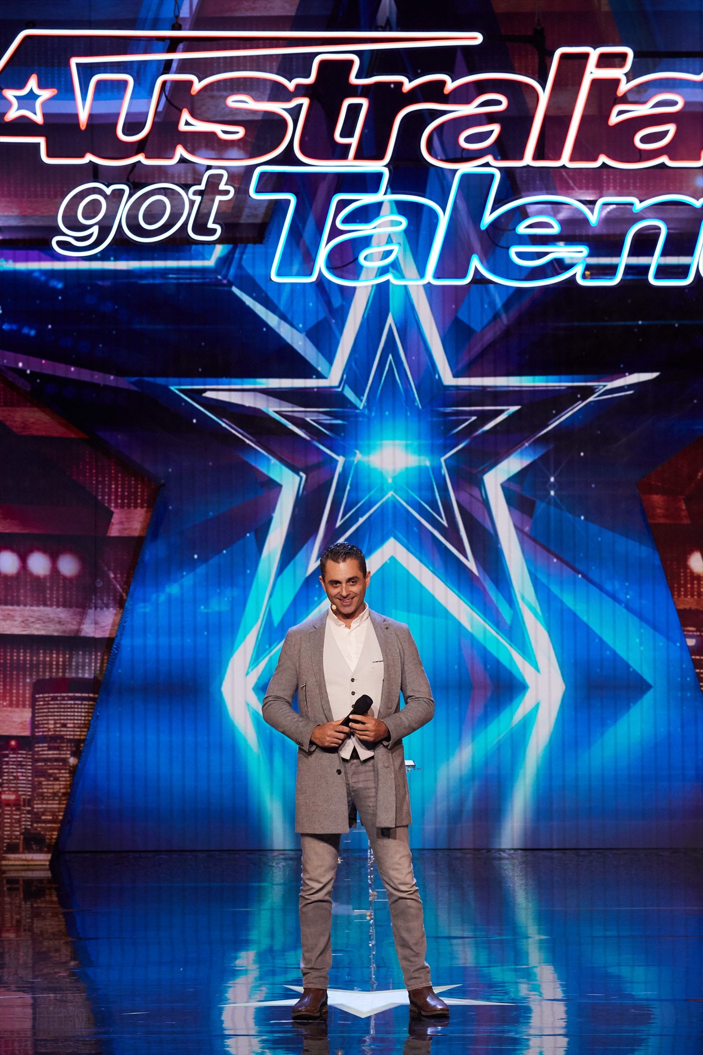 Phoenix on the Australia’s Got Talent stage beneath the show’s star