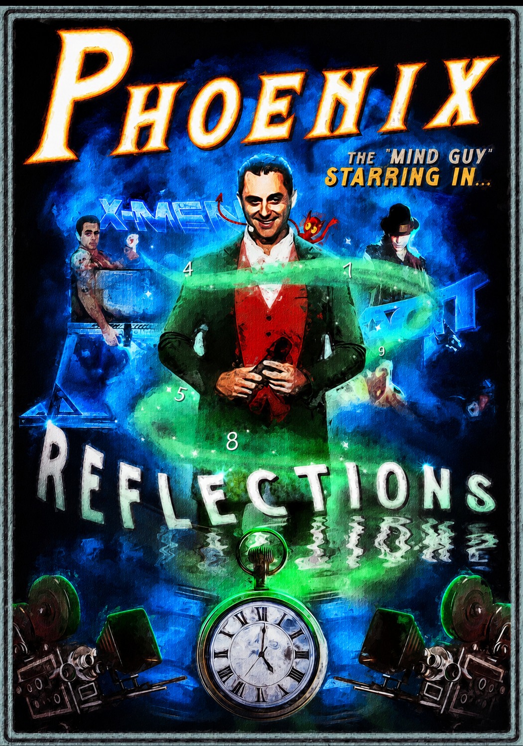 Watercolour poster for Reflections, the Phoenix mentalist theatre show